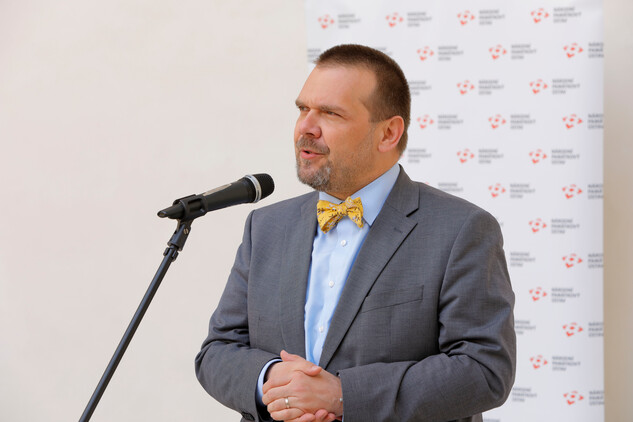 Ze slavnostního zakončení projektu Státní zámek Telč – Růže Vysočiny, 27. 7. 2023: ministr kultury Martin Baxa