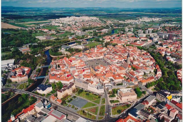 České Budějovice, letecký snímek, foto archiv NPÚ