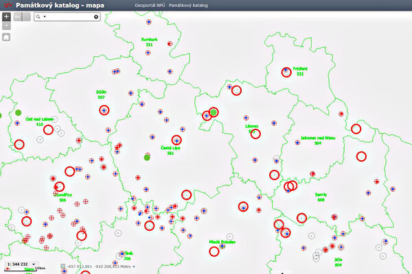 Památkový katalog - Geoportál, detail ǀ © Národní památkový ústav